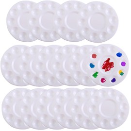 16Pcs Paint Palette, Paint Tray Palettes Round Plastic Tray for Adults, Paint Pallet Painting Supplies for Craft Art Acrylic Watercolor Oil Painting, White