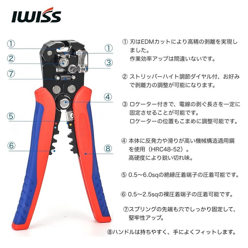 IWISS Auto Multi Stripper, Wire Stripper, 0.2 sq - 6.0