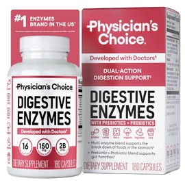 Physicians CHOICE Enzimas digestivas para la hinchazón y la digestión 16 enzimas con prebióticos y probióticos orgánicos para la salud intestinal y...