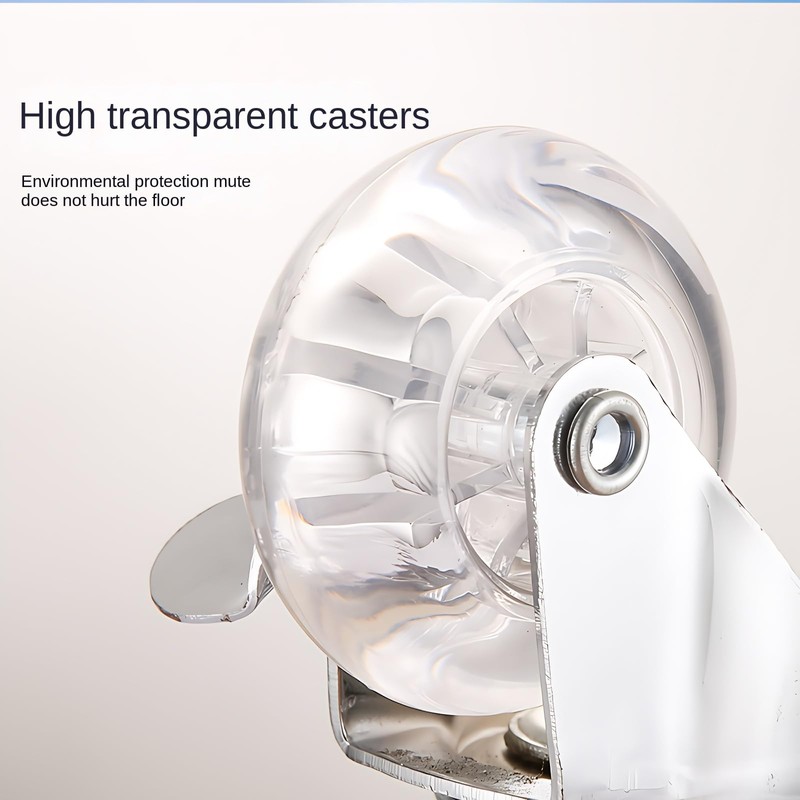 2 Inch Clear Swivel Caster Wheels, M8×15 Threaded Stem, 77