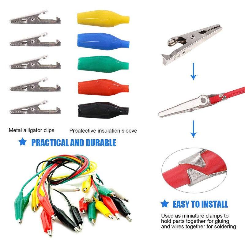 Glarks 100Pcs 1.1''/28mm Alligator Clips Crocodile Electrical Test Clamps Jumper