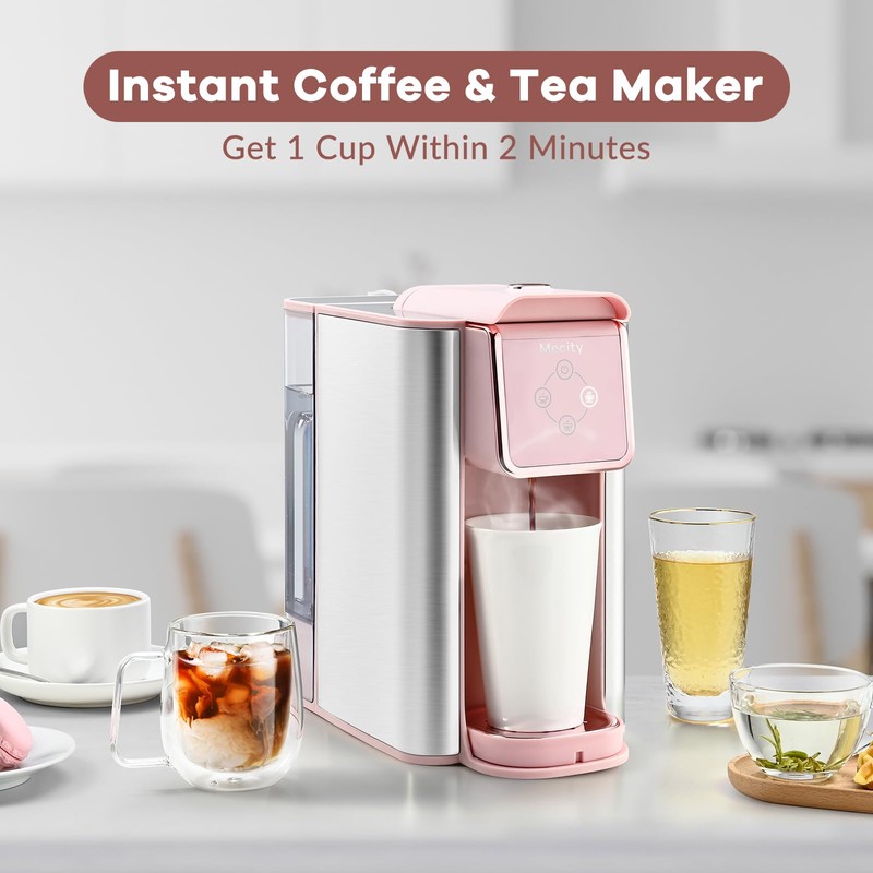 Mecity Pink Coffee Maker 3-in-1 Single Serve Coffee Machine, For