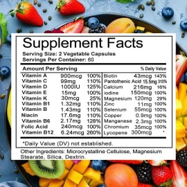 Men’s Multivitamin Capsules, Daily Nutritional Supplement for Bone Heart Hair & Immune Support, Essential Vitamins for Men’s Wellness, 120 Count