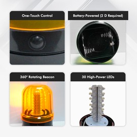 ELLUMIN 6" Rotating Flashing Light, Amber LED Strobe Rotating Beacon Light with Magnetic Base for Vehicle Forklift Truck Tractor Golf Carts UTV Car Bus and Club Party Show Bar(Amber, 2 Pack