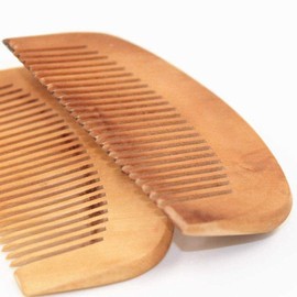 2 Pcs Burlywood Natural Peach Wood Comb Close Teeth Anti-static Beard Hair Wooden Beauty Massage Detangling Tools Care Accessories Hair Combs