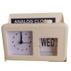 Vivitar Analog Clock White Retro Look Flip Date Desk Office