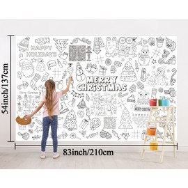 Giant Thanksgiving Coloring Tablecloth Decoration, 82”x 54” Washable Posters Fabric Color-in Table Covers Crafts for Kids, Reusable Fall Autumn Big Tablecloth for Preschool Kindergarten Classroom