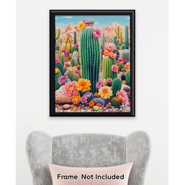 Colorful Cacti - Vibrant Blooming Cactus 16x20 Unframed Print, Mexican Flower Art, Bright and Colorful Boho Home Decor, Botanical Southwestern Desert Wall Art, Gifts for Plant Lovers