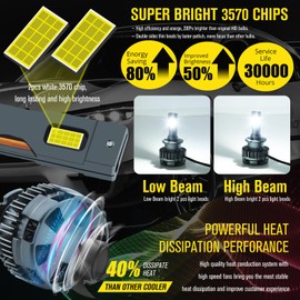 HAISECA 2pcs D4S LED Headlight Bulbs,Plug and Play, Error-free Matching Ballast D4R LED LED Headlight Replacement Kits White 6000K. (D4S/D4R)