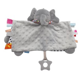 Manta De Apego Niños Peluche Suave Juguete Bebé Mordedera Silicona Sonaja Cascabel Cobija Suave Felpa 3D Elefante Conejo Acolchado Manta Peluche Suave Bebe Mordedera Elefante Gris