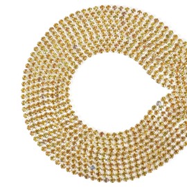 FASHEWELRY 5 Yards 2.5mm Golden Rhinestone Chain Trim for Sewing Crafts, Diamond Crystal Trim Claw Chain Silver Claw Rhinestone Chains for Clothes Shoes Jewelry DIY Decoration