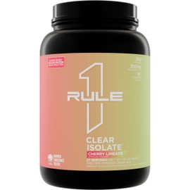 Rule One Proteins Clear Isolate - 20g All-whey Isolate Protein, Over 9g EAAs, 300mg of Electrolyte Minerals, 90 Calories, Light, Crisp, and Refreshing Taste (27 Servings, Cherry Limeade)