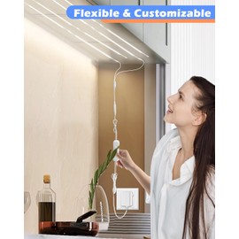 Cefrank LED Under Shelf Lighting Kit, (8) Linkable 12-Inch Light Strips Set, 20W 2000lm Daylight White, Flexible & Durable for Bookcases, Cabinets, Pantries, Showcase, Closet (Cool White)