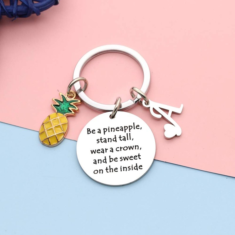 LUXYSODE - Pineapple Gifts Initial Charm Keyring - Be a