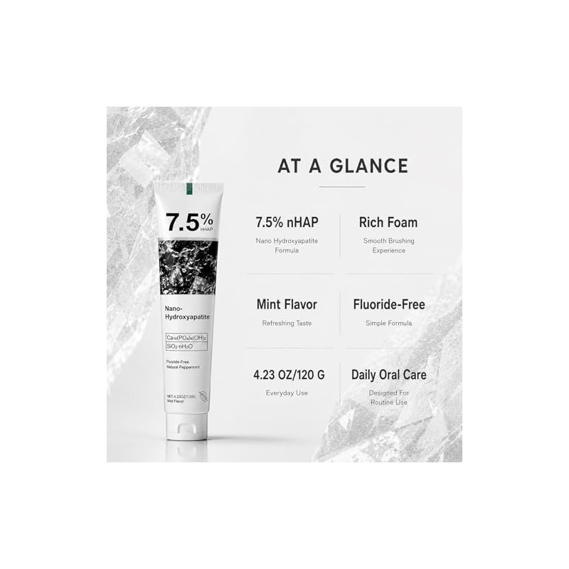 Ayzololo 7.5% Hydroxyapatite Toothpaste,Gentle and Effective Formula,Fresh Mint (Pack of