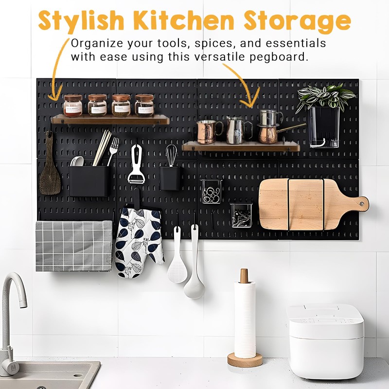 SEMPOMA 2 Pack Walnut Color Pegboard Shelf, Pegboard Accessories, Wooden