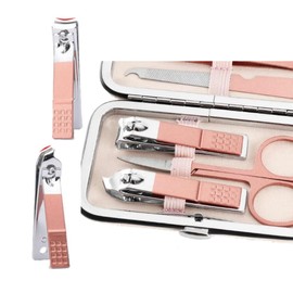 aRKé Manicure Set Nail Clippers Cutter Tweezers Eyebrow Scissors Professional Rose Gold Stainless Steel Manicure and Pedicure Tools Travel Size Nail Grooming Kit with Case for Women