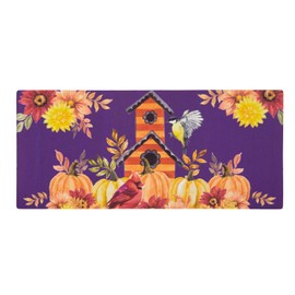 Evergreen Welcome Fall Bird House Sassafras Switch Mat Inserts, Interchangeable Front Door Mat Outdoor Entrance, Indoor Door Mats for Entryway, 22 x 10 Inches Sassafras Doormat Inserts