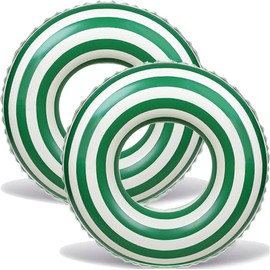 2PCS Floats for Adults Rrings Striped Pool Float Large Swim Ring for Adults,30 Inch Classic Striped Teens Adult Inner Tubes Summer Beach Bachelorette Party (M-Green Lollipop,2)