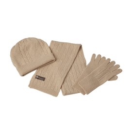 Cashmere Boutique: Unisex 100% Pure Cashmere Scarf, Hat and Gloves Set (Color: Camel Brown, Size: One Size)