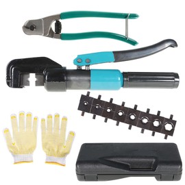 marddpair 10 Ton Hydraulic Cable Lug Crimper Cable Crimping Tool with 9 Pairs of Dies and Cable Cutter Wire Terminal Crimper Set for 1/8, 3/16 Stainless Steel Cable Railing Fittings