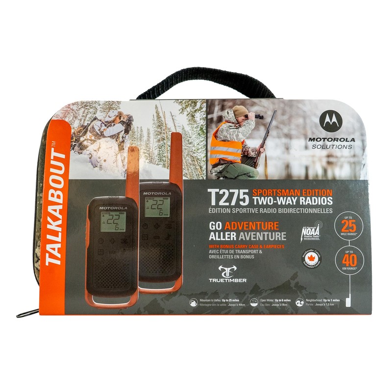 Motorola Solutions, Portable FRS, T275, Talkabout, Two-Way Radios, Rechargeable, 22