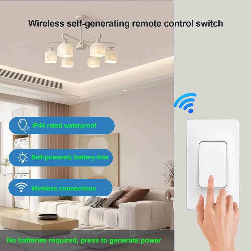 Bkiyougo 2 Pack Wireless Light Switch and Receiver Kit No