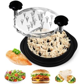 Chicken Shredder ，chicken shredder tool twist，Tool with Anti-Slip Handle chicken shredder tool, Visible Meat Shredder, BPA-Free Lid, Ideal for Pork, Beef, and Chicken. Includes Brush and Fork (black)