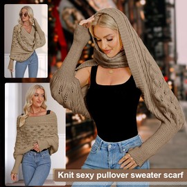Winter Warm Knitted Wrap Scarf Shawl Cape With Sleeve for Women Autumn Winter Fashion Sweater Shawl Wraps Cape