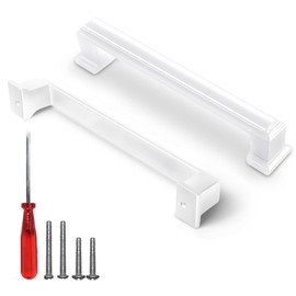 FIGO HOME 5 Inch Hole to Hole - White Drawer Pulls - 4 Pack - Drawer Handles - White Kitchen Cabinet Handles - Handles for Cabinets - White Cabinet Pulls - Kitchen Cabinet Hardware