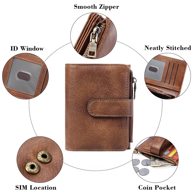 GOIACII Small Wallet Women RFID Blocking Trifold Clutch Ladies Credit