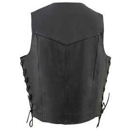 Milwaukee Leather Men's Premium Leather Western Style V-Neck Motorcycle Rider Vest with Front Snap Closure |LKM|ML|SH - 44
