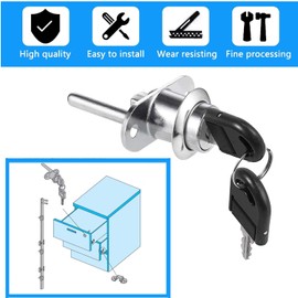 ZiYuya 2 x Bolt Lock Cabinet Locks with Keys Different, Drawer Lock, Desk Lock, Cabinet Lock Locker, File Plunger Sliding Door Lock, Furniture Lock (Silver)