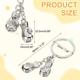 PATIKIL Boxing Gloves Keychain, Mini Cute Sports Boxing Key Chain Sport Boxing Pendant Key Ring Bag Backpack Decor for Men Women Party Gifts Favors, Silver