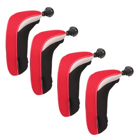 Sword &Shield sports Golf Hybrid Club Head Covers Set of 4 with Interchangeable No. Tag UT Cover (Red)