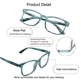 YEIN Progressive Multifocus Reading Glasses, Spring Hinge Blue Light Blocking Glasses for Women Men, No Line Multifocal Readers with Clear Lenses (+0.00/+1.00 magnification)