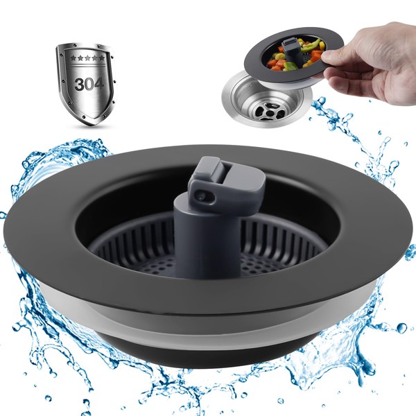 iFealClear Stainless Steel Kitchen Sink Drain Strainer Stopper Kit, 3