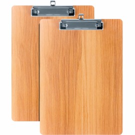 WORPSON Wood-Grain Lap Board Clipboard, for Letter & A4 Size Solid Wood Texture Writing & Sketching Board with Heavy-Duty Clip (Cherry, 2)