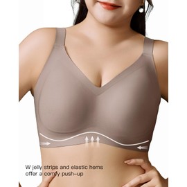 Airsong Minimizer Bras for Women Full Coverage Wireless Plus Size Seamless Bralette with Removable Pads Adjustable Comfort (42D, Coffee)