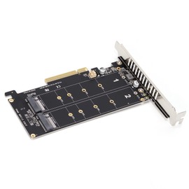 Duals M.2 PCIE Adapter Card Duals M.2 NVME SSD to PCIE X8 M Key Hard Drive Converter Reader Expansion Card, M.2 SSD NVME Card Adapter (ph45)