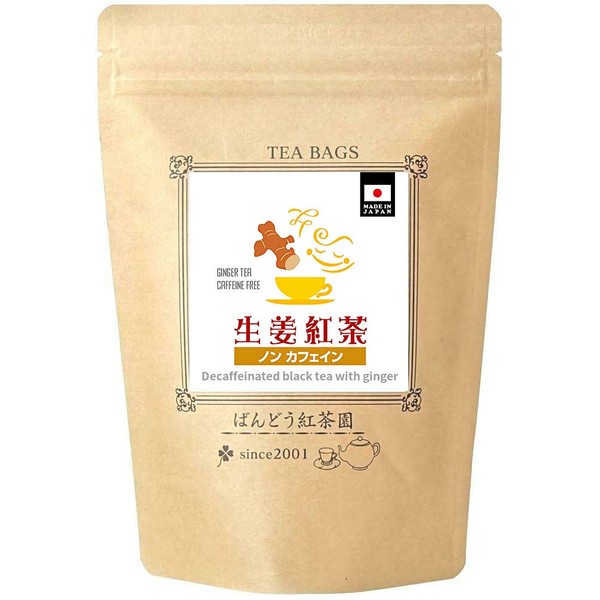 Bando Tea Decaffeinated Ginger Tea 30 Tea Bags (0.09 oz (2.5 g) x 30 TB)