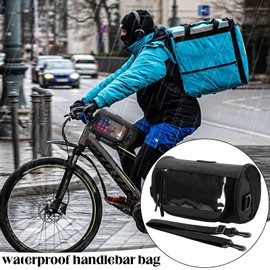 dcas Waterproof Handlebar Bag Bicycle, Bicycle Bag Front Handlebar, Removable Shoulder Strap, Handlebar Bag, Bicycle, Bicycle Bag, Touchscreen with Rain Cover (8.6 x 4.7 x 4.7 Inches)