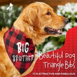HOUNDNINE - Big Brother Dog Bandana, Buffalo Plaid Pet Bib Pregnancy Announcement Gender Reveal Dog Lovers Gift Accessories Triangle Scarf for Small and Medium Dogs Pets, Size - 26 x 18