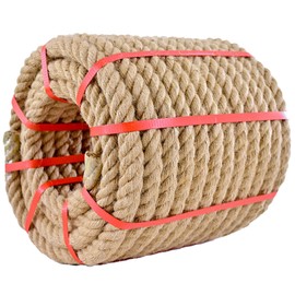 URBANVISTA Jute Rope (1 in X 100 ft), Twisted Manila Rope,25mm Natural Thick Hemp Rope Heavy Duty Cotton Ropes Porch Swing Rope for Crafts Railing Gardening Bundling Hammocks Home Decorating, Yellow