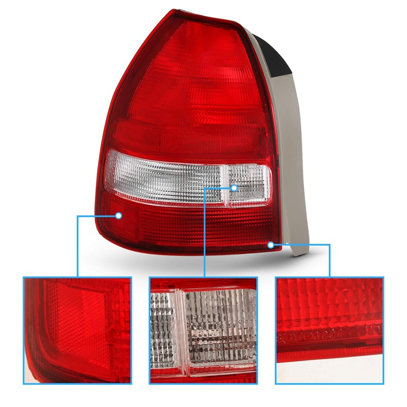 AmeriLite for 96-00 Honda Civic Hatchback 3 Door Taillights Red