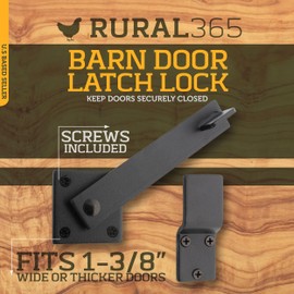 Rural365 Black Barn Door Latch Hook with Hardware - Reversible Privacy Lock for Fence, Gate - Safety Hook Latch