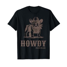 Vintage Howdy English Bulldog Western Country Cowboy Cowgirl T-Shirt