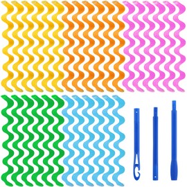 Aodaer 30 Pieces Water Ripple Hair Rollers 45 cm No Heat Wave Hair Curlers Spiral Curls Styling Kit for Most Hairstyles with 1 Storage Bag Magic Hair Rollers with 3 Pieces Styling Hooks(5 colors)