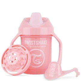 Twistshake Non-Spill Mini Baby Sippy Cup with Soft Spout & Fruit Mixer -230ml | Leak Proof Baby Weaning Cup | BPA-Free Baby Sippy Cup | Training Cup for Kids | Learning Baby Water Bottle | Light Pink