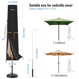 VANSHEIM Cover Parasol up to 300 cm Parasol Cover Parasol Protective Cover 300 cm Cantilever Parasol Protective Cover Parasol Protective Covers Waterproof Cover Cantilever Umbrella Oxford 175 x 32/38